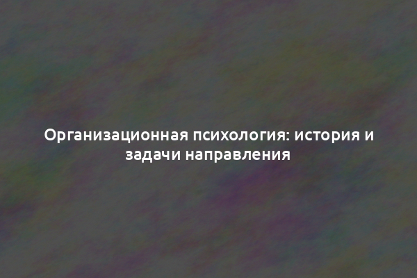 Организационная психология: история и задачи направления