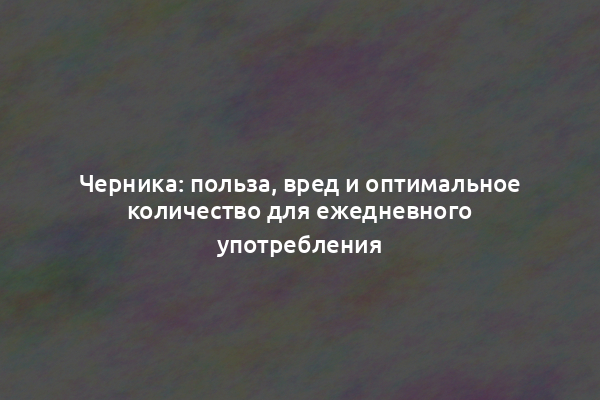 Черника: польза, вред и оптимальное количество для ежедневного употребления