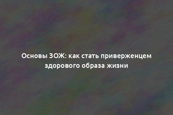 Основы ЗОЖ: как стать приверженцем здорового образа жизни